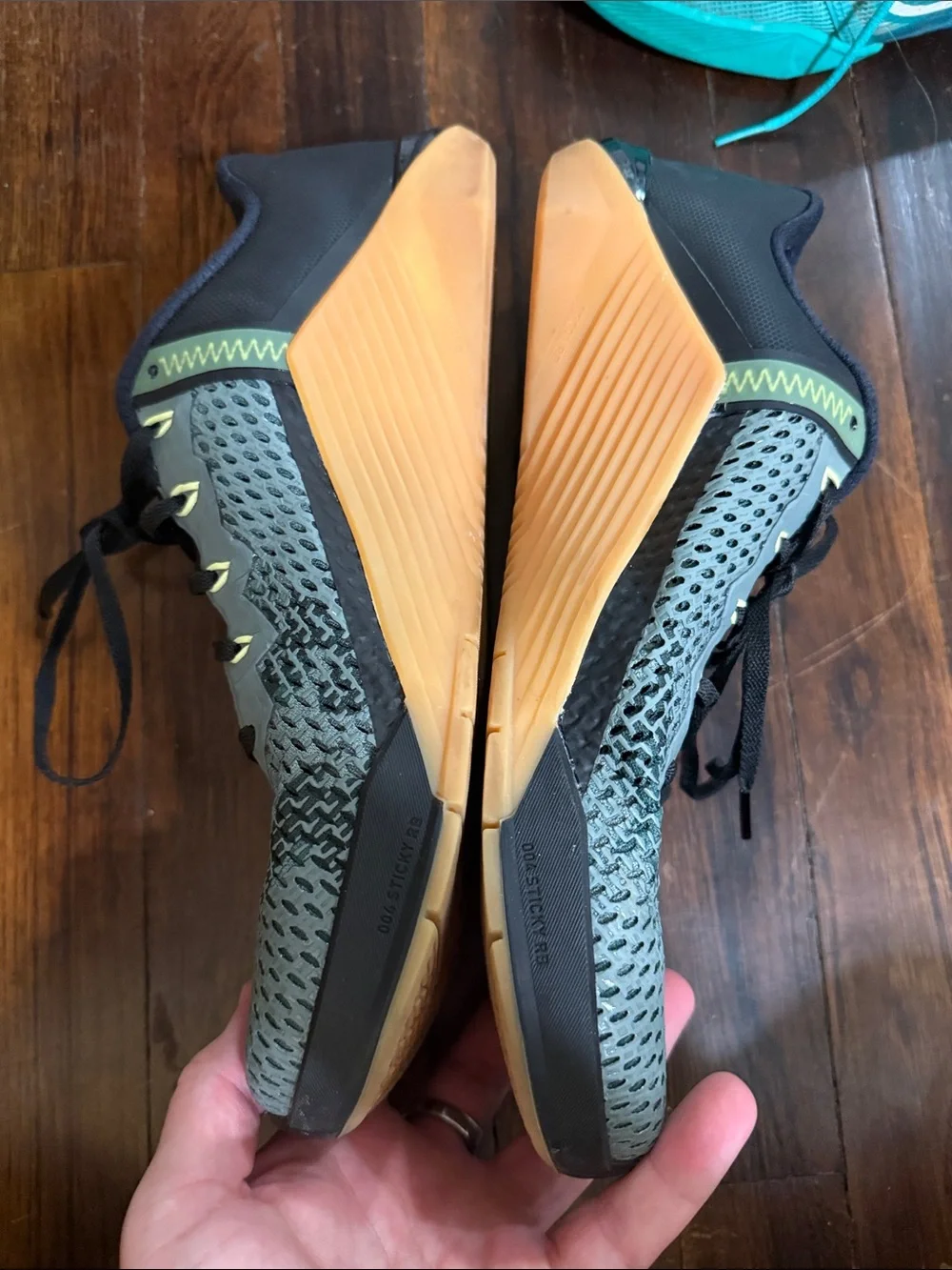 Nike Kids Gray Mesh Sneakers with Green Camouflage and Yellow Accents